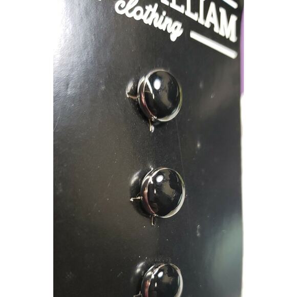 John William Clothing Cufflinks Set, Shiny Black Front, Silver Tone Back - Picture 3 of 9